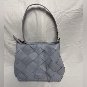 American Leather Co. Mercer Woven Leather Top Zip Hobo in Sea Breeze